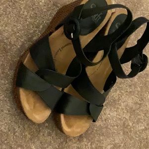 Sofft black wedge sandals size 7
